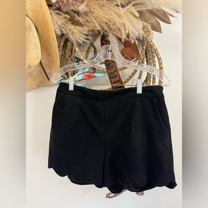 Black High-Waisted Scallop Shorts